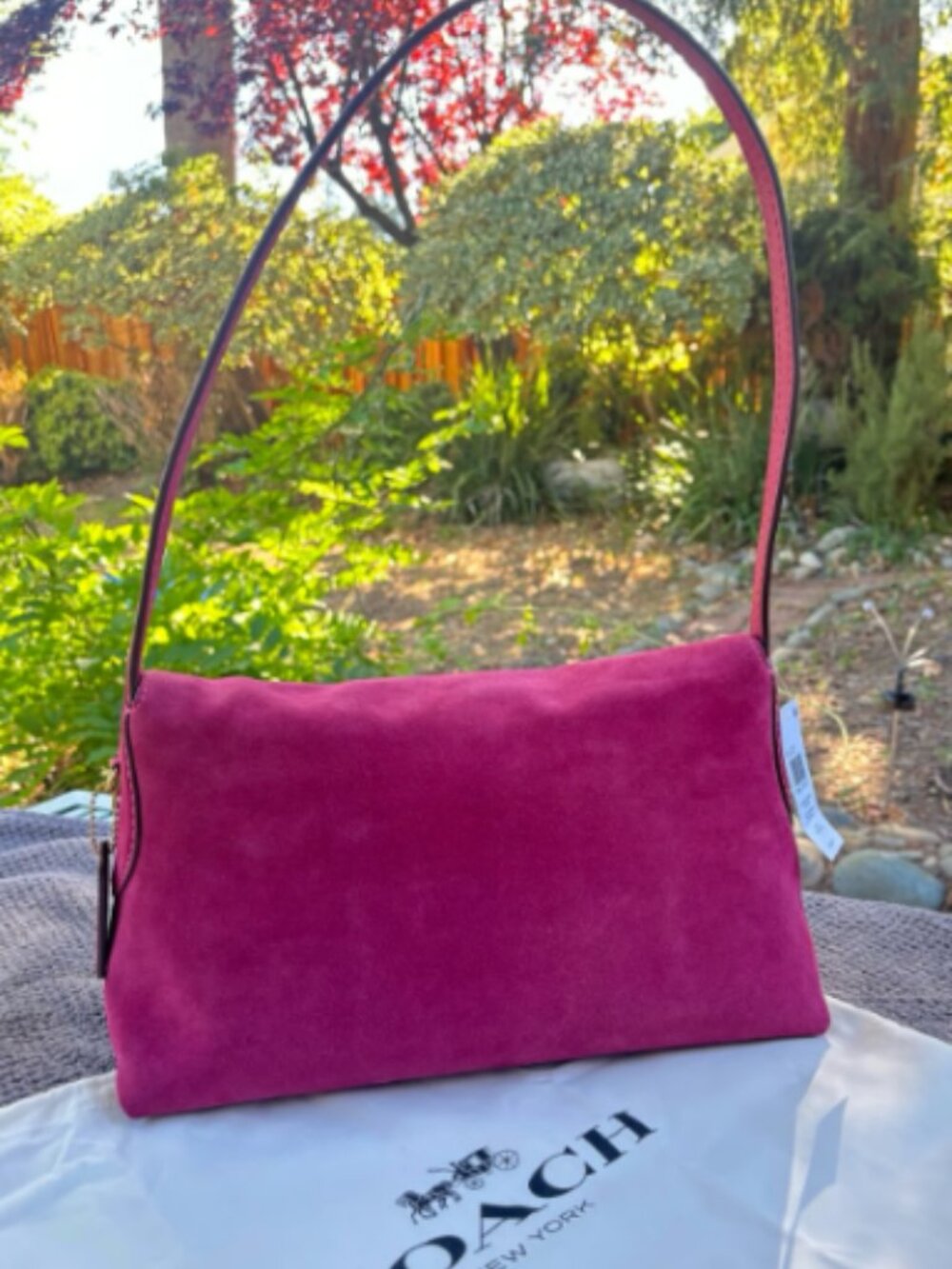 Coach Magenta Suede Shoulder Bag - Used Twice - Picture 2 of 9